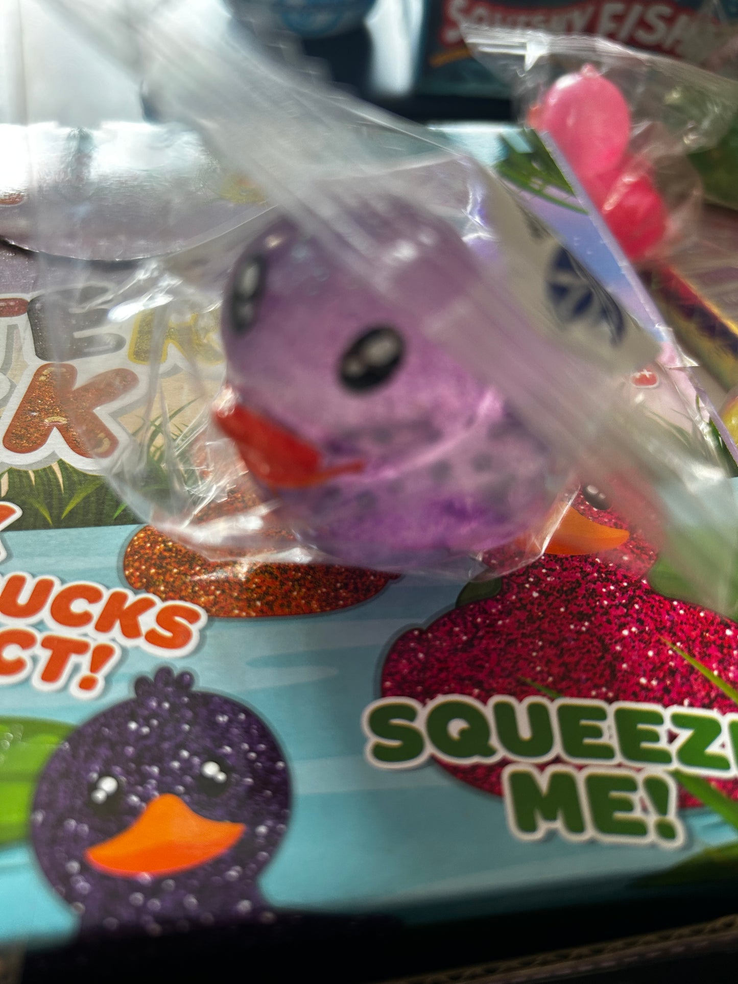 Sticky splat glitter duck