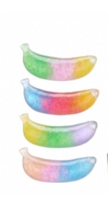 Rainbow squeezy banana fidget stress toy