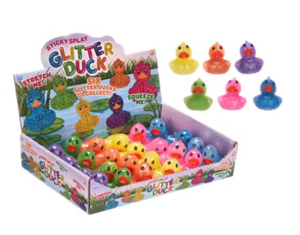 Sticky splat glitter duck