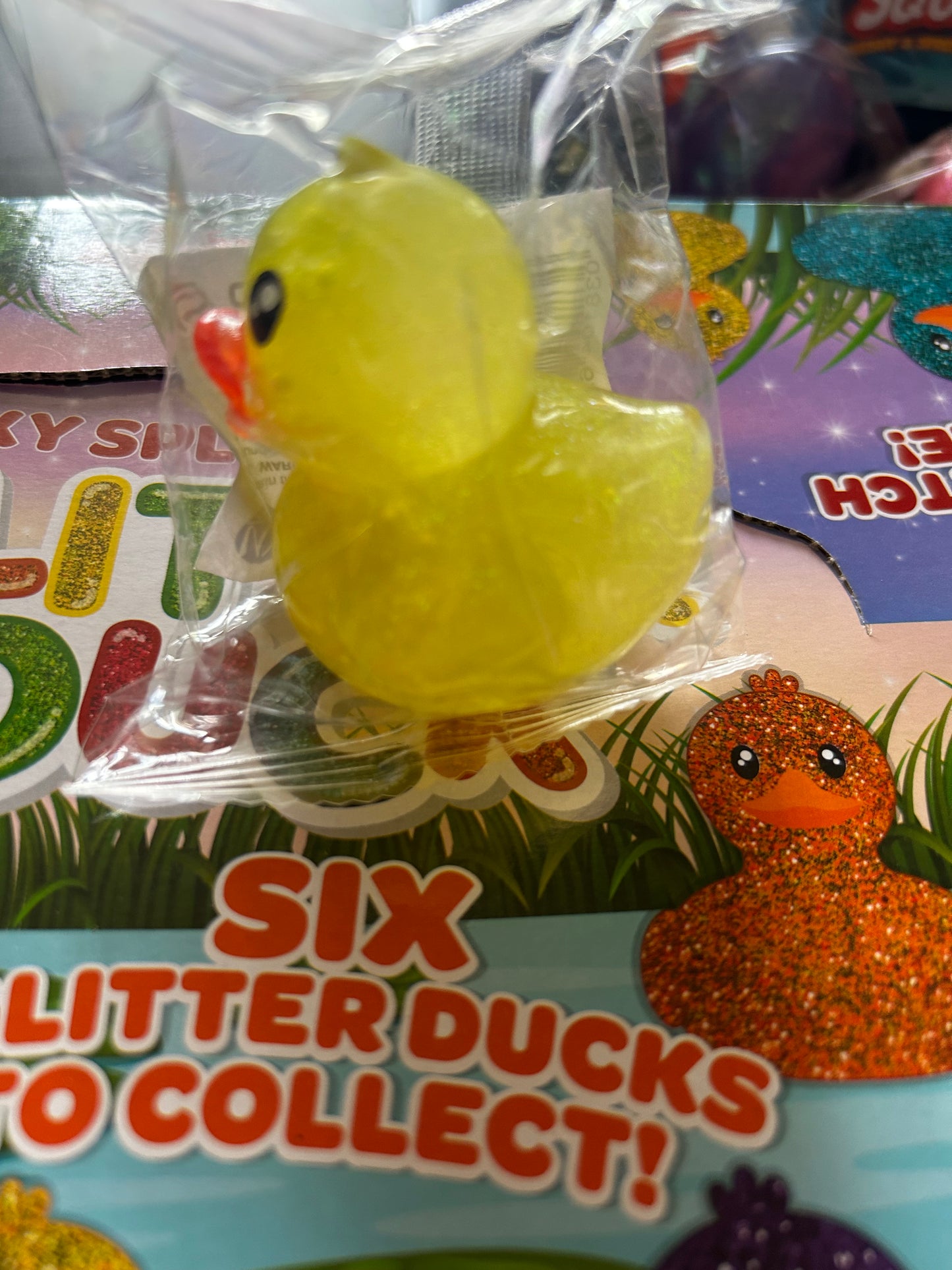 Sticky splat glitter duck