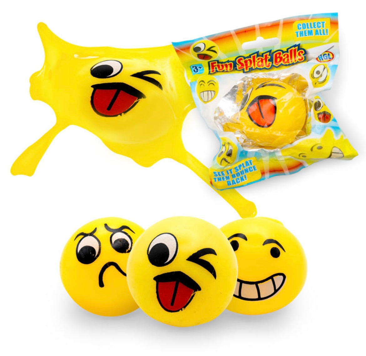 Fun splat ball with emoji faces