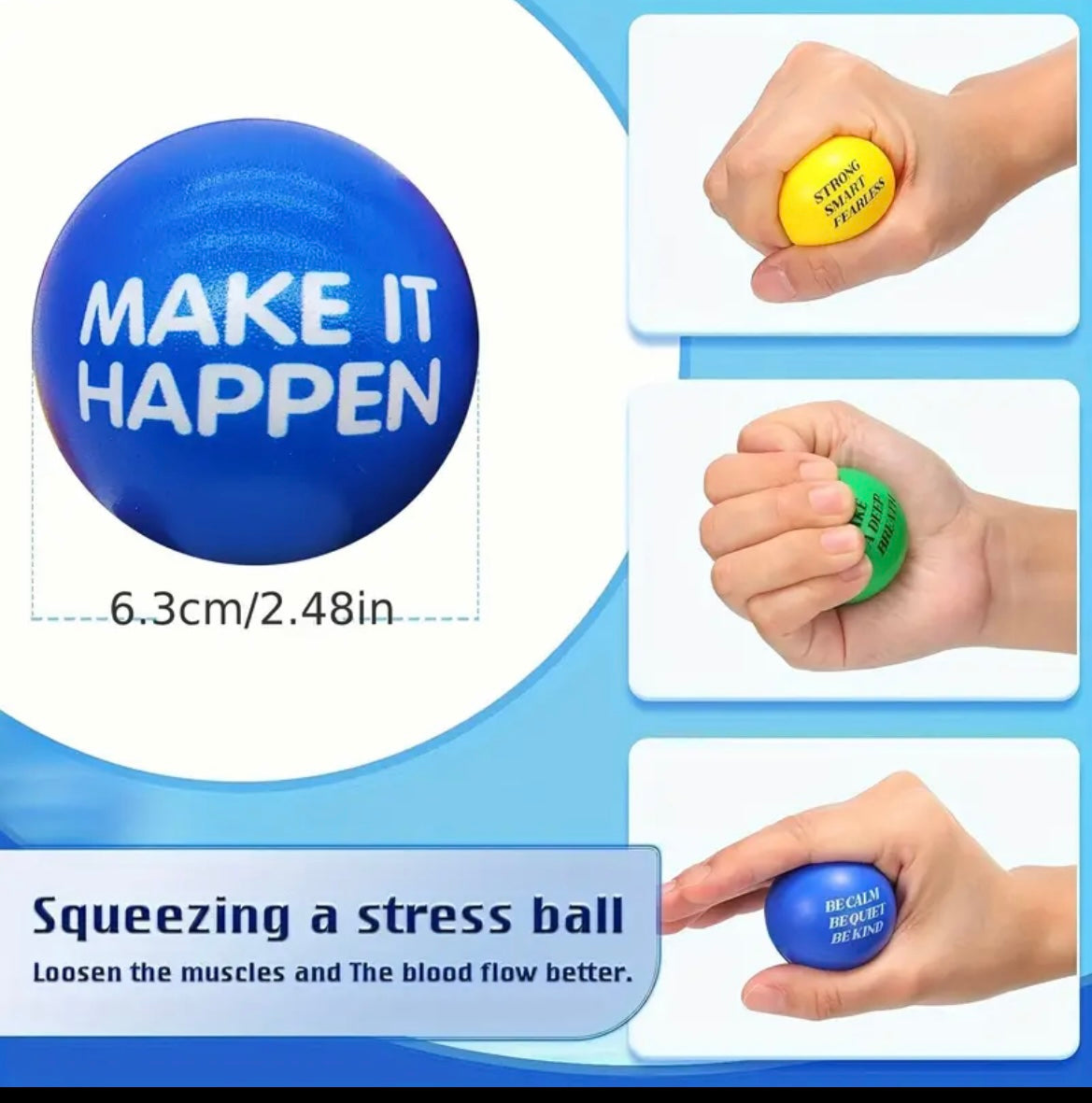 Positive affirmation foam stressball